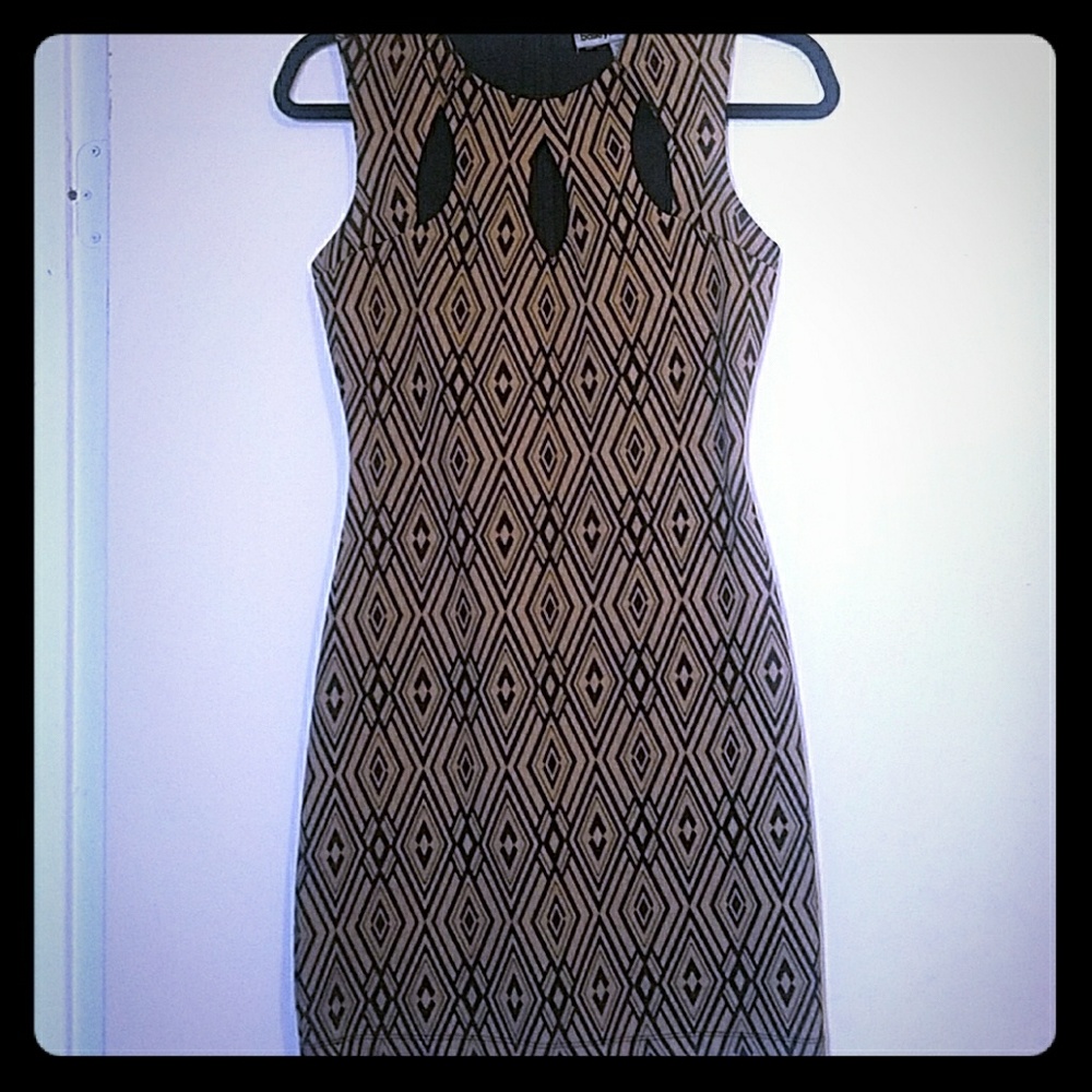 Printed coffee cocktail dress